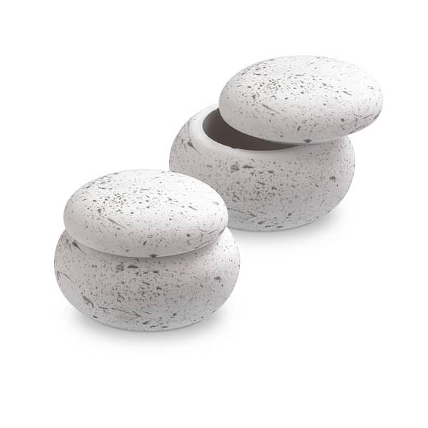 Μπιζουτιέρα Σχήμα Macaron Λευκή με ασημί πιτσιλιές