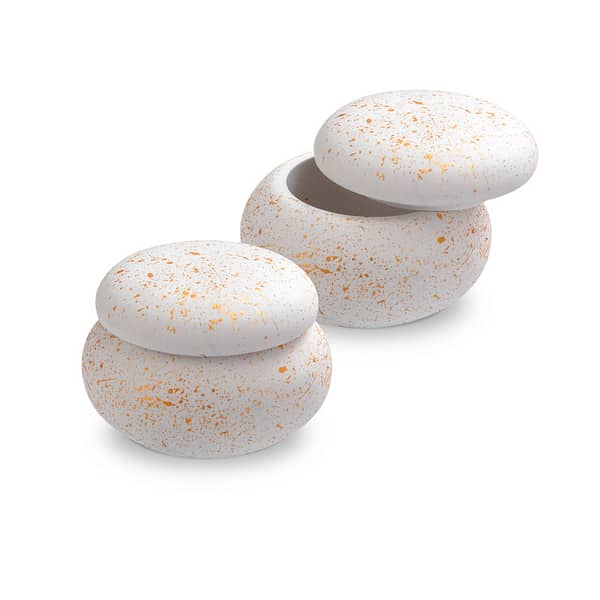 Μπιζουτιέρα Σχήμα Macaron Λευκή με χρυσές πιτσιλιές