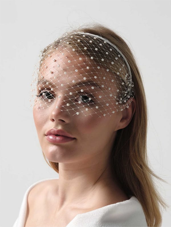 Νυφικό βέλο | BB-554 Birdcage | Swarovski Pearls